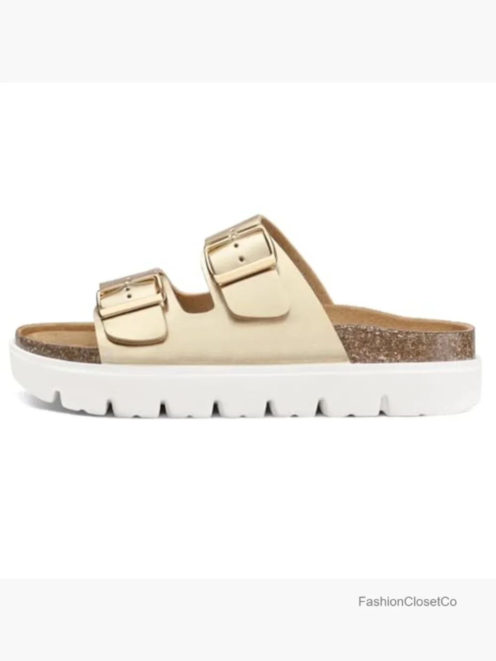 Women's Cork Footbed Arch Support Wedge Sandals with Adjustable Buckle -
